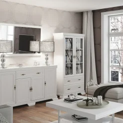 Garnero Arredamenti Tavoli In Legno|Tavoli Da Pranzo-Tavolo da pranzo allungabile 160/203cm shabby Kelly Bianco Frassinato