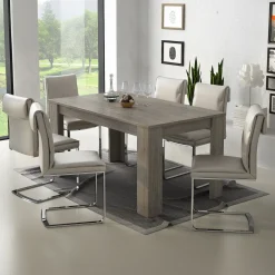 Garnero Arredamenti Tavoli Da Pranzo|Tavoli Allungabili-Tavolo da pranzo allungabile 160/220 cm moderno Basalt Rovere Grigio