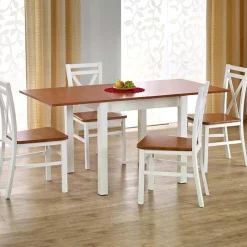 Garnero Arredamenti Tavoli In Legno|Tavoli Da Pranzo-Tavolo da pranzo allungabile moderno 80/160cm noce bianco Akainu Bianco Opaco - Noce