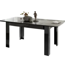 Garnero Arredamenti Tavoli In Legno|Tavoli Da Pranzo-Tavolo da pranzo allungabile 137/185cm grigio laccato lucido Paradise Antracite
