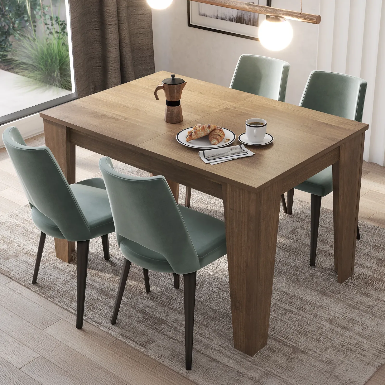 Garnero Arredamenti Tavoli Da Pranzo|Tavoli Allungabili-Tavolo da pranzo allungabile 120/160 cm moderno Orbis Noce