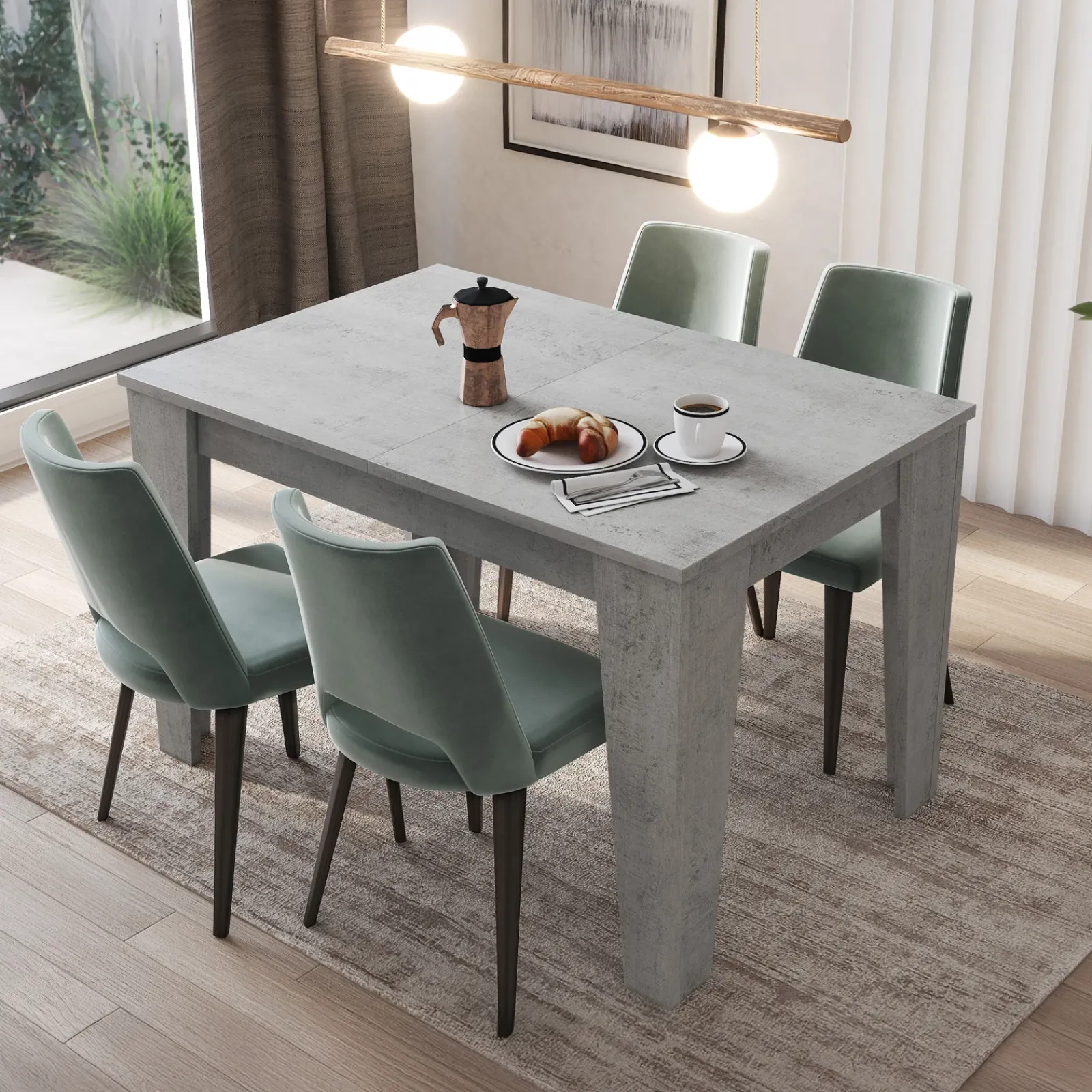 Garnero Arredamenti Tavoli Da Pranzo|Tavoli Allungabili-Tavolo da pranzo allungabile 120/160 cm moderno Orbis Cemento