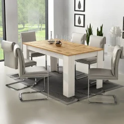 Garnero Arredamenti Tavoli Da Pranzo|Tavoli Allungabili-Tavolo da pranzo allungabile 160/220 cm moderno bianco opaco  rovere Basalt Bianco Opaco - Rovere