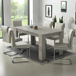 Garnero Arredamenti Tavoli Da Pranzo|Tavoli Allungabili-Tavolo da pranzo allungabile 160/220 cm moderno Basalt Cemento