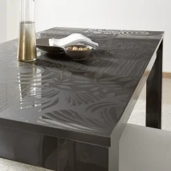 Garnero Arredamenti Tavoli In Legno|Tavoli Da Pranzo-Tavolo da pranzo allungabile 180/228cm grigio laccato lucido Paradise Antracite