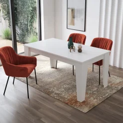 Garnero Arredamenti Tavoli Da Pranzo|Tavoli Allungabili-Tavolo da pranzo allungabile 160/220 cm moderno Orbis Bianco Opaco