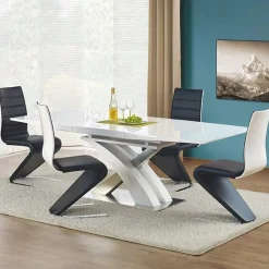 Garnero Arredamenti Tavoli In Legno|Tavoli Da Pranzo-Tavolo da pranzo allungabile 160/220cm moderno bianco lucido Iride Gihome® Bianco Lucido - Argento