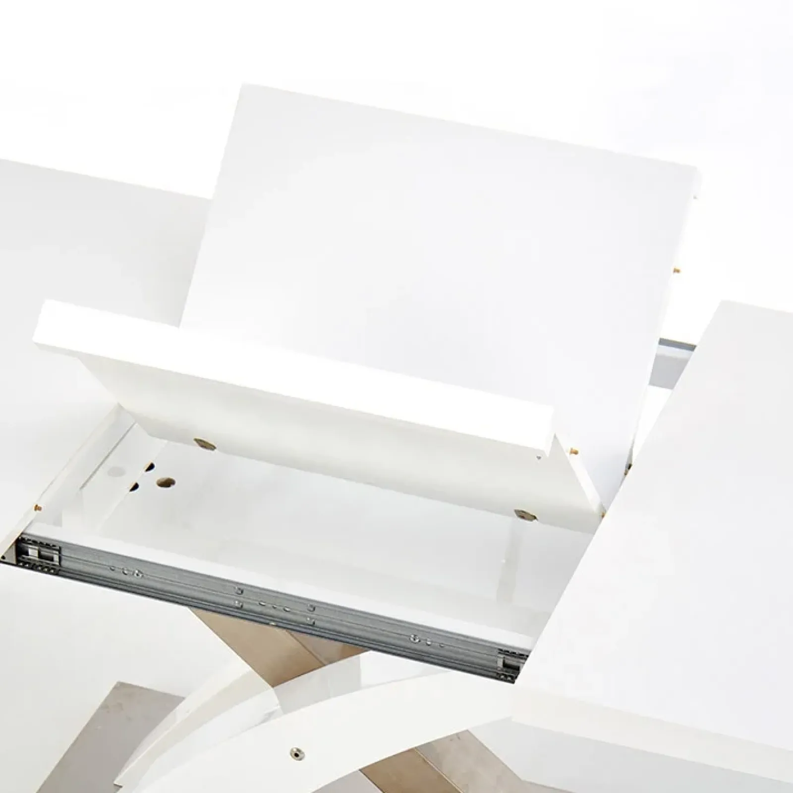 Garnero Arredamenti Tavoli In Legno|Tavoli Da Pranzo-Tavolo da pranzo allungabile 160/220cm moderno bianco lucido Iride Gihome® Bianco Lucido - Argento