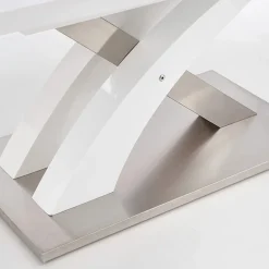 Garnero Arredamenti Tavoli In Legno|Tavoli Da Pranzo-Tavolo da pranzo allungabile 160/220cm moderno bianco lucido Iride Gihome® Bianco Lucido - Argento