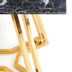Garnero Arredamenti Tavoli In Vetro|Tavoli Da Pranzo-Tavolo da pranzo moderno 160x90cm marmo nero oro Stella