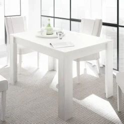 Garnero Arredamenti Tavoli In Legno|Tavoli Da Pranzo-Tavolo da pranzo moderno rettangolare 180x90cm bianco opaco Halston