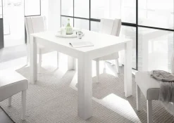 Garnero Arredamenti Tavoli In Legno|Tavoli Da Pranzo-Tavolo da pranzo moderno rettangolare 180x90cm bianco opaco Halston
