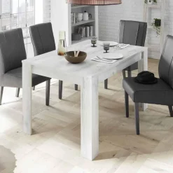 Garnero Arredamenti Tavoli In Legno|Tavoli Da Pranzo-Tavolo da pranzo rettangolare industrial 180x90cm bianco pino Florena