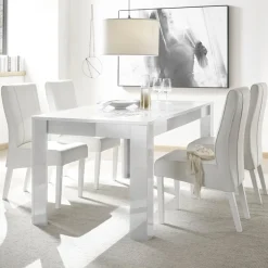 Garnero Arredamenti Tavoli In Legno|Tavoli Da Pranzo-Tavolo da pranzo rettangolare 180x90cm serigrafato Paradise Bianco Lucido