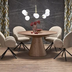 Garnero Arredamenti Tavoli In Legno|Tavoli Da Pranzo-Tavolo da pranzo rotondo 136x78cm noce scuro Thor