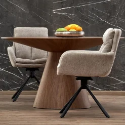 Garnero Arredamenti Tavoli In Legno|Tavoli Da Pranzo-Tavolo da pranzo rotondo 136x78cm noce scuro Thor
