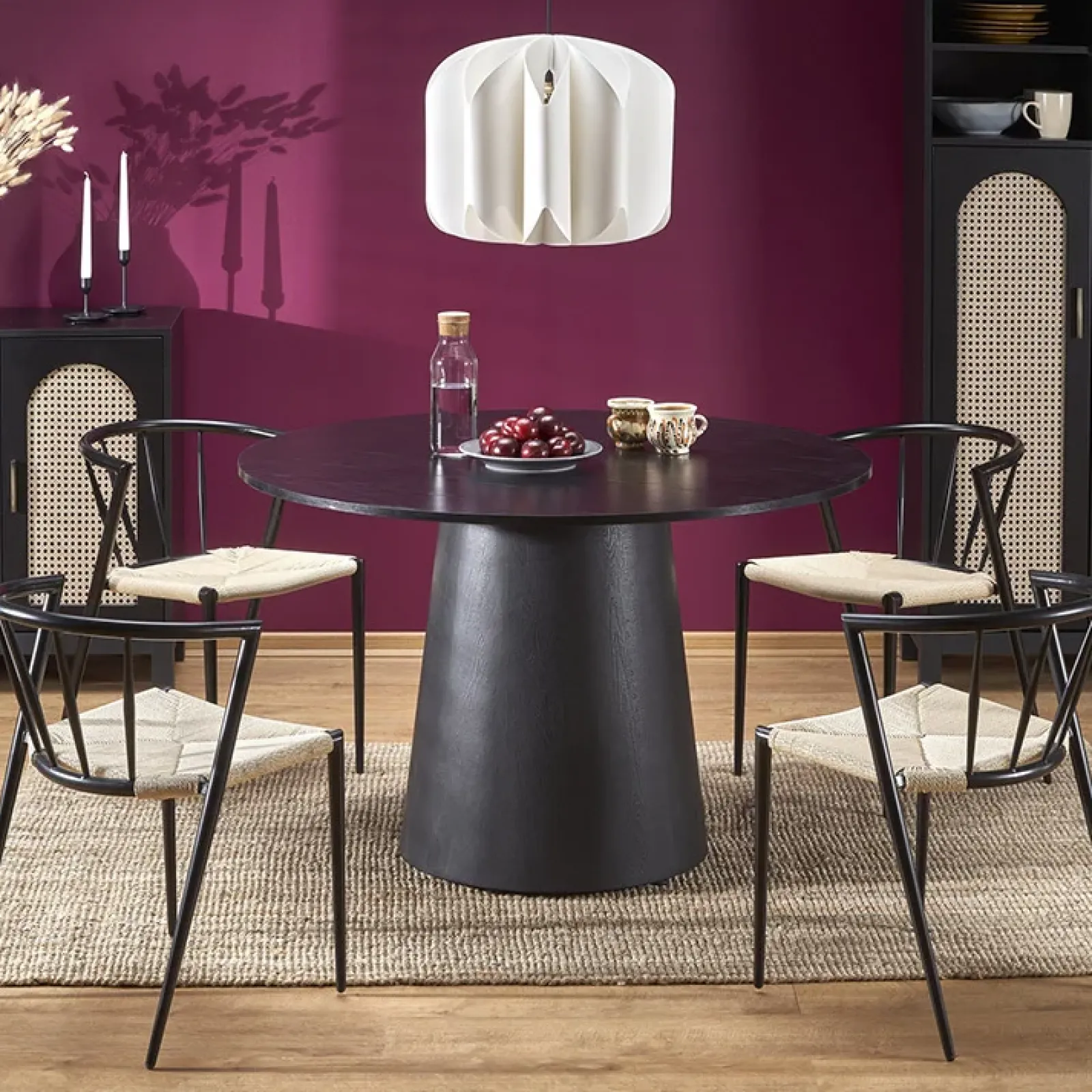 Garnero Arredamenti Tavoli Laccati|Tavoli Da Pranzo-Tavolo da pranzo rotondo 120x77cm nero Igino