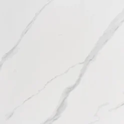 Garnero Arredamenti Tavoli In Vetro|Tavoli Da Pranzo-Tavolo da pranzo rotondo 120cm effetto marmo bianco cromato argento Selim Marmo bianco - Argento