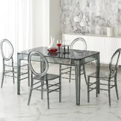 Garnero Arredamenti Tavoli In Vetro|Tavoli Da Pranzo-Tavolo da pranzo trasparente moderno 120x80cm fumé Naked