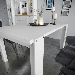 Garnero Arredamenti Tavoli In Legno|Tavoli Da Pranzo-Tavolo da pranzo 150x76cm bianco lucido Loira