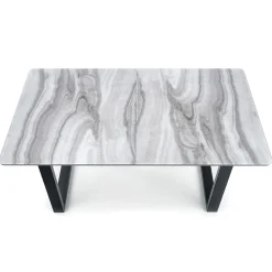 Garnero Arredamenti Tavoli Da Pranzo|Tavoli Allungabili-Tavolo in vetro 160/200cm allungabile marmo bianco grigio Jeff