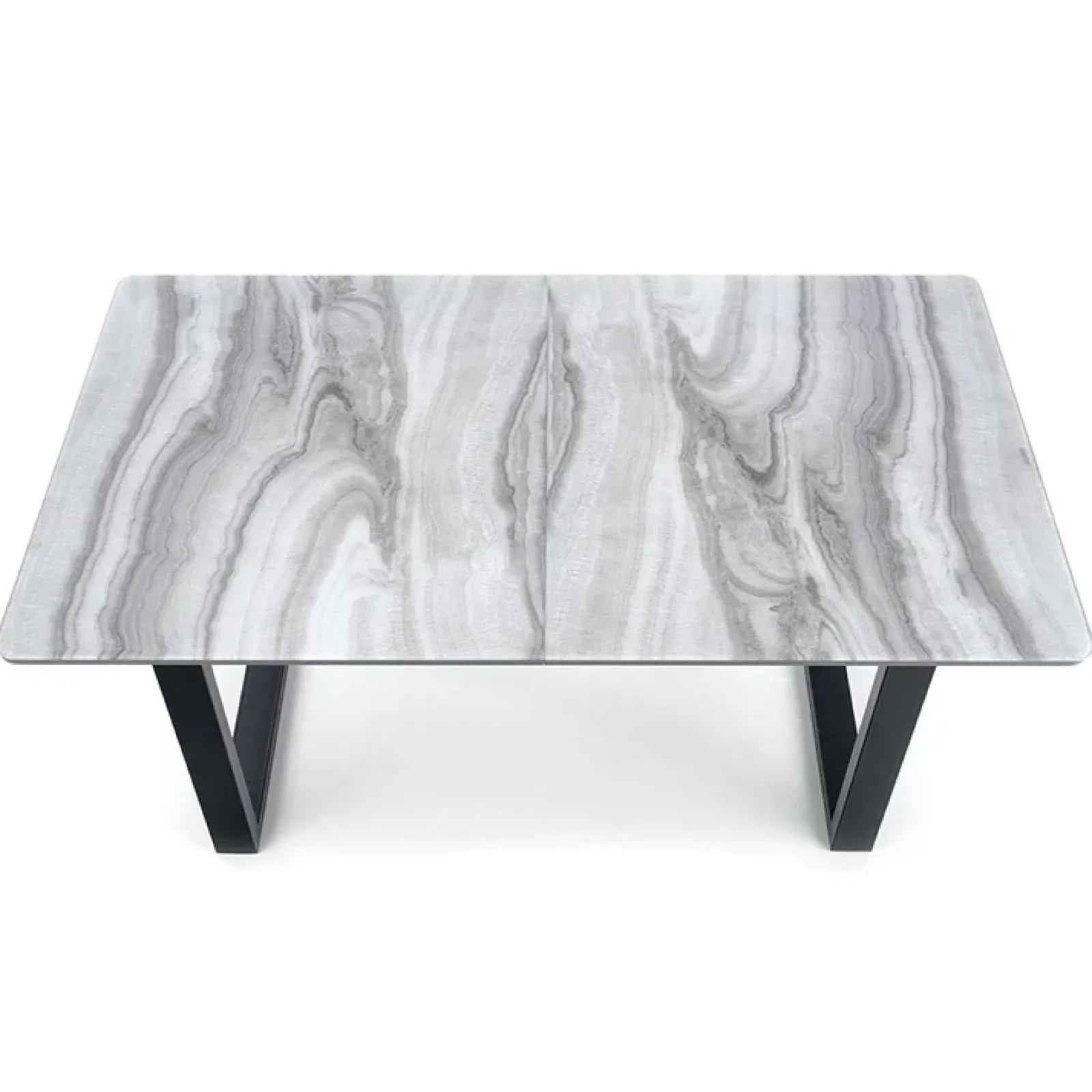 Garnero Arredamenti Tavoli Da Pranzo|Tavoli Allungabili-Tavolo in vetro 160/200cm allungabile marmo bianco grigio Jeff