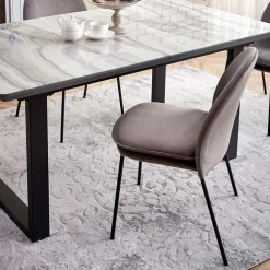 Garnero Arredamenti Tavoli Da Pranzo|Tavoli Allungabili-Tavolo in vetro 160/200cm allungabile marmo bianco grigio Jeff