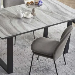 Garnero Arredamenti Tavoli Da Pranzo|Tavoli Allungabili-Tavolo in vetro 160/200cm allungabile marmo bianco grigio Jeff