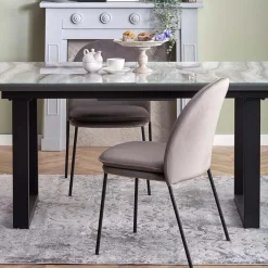 Garnero Arredamenti Tavoli Da Pranzo|Tavoli Allungabili-Tavolo in vetro 160/200cm allungabile marmo bianco grigio Jeff