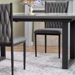 Garnero Arredamenti Tavoli Da Pranzo|Tavoli Allungabili-Tavolo in vetro 160/200cm allungabile marmo bianco grigio Jeff