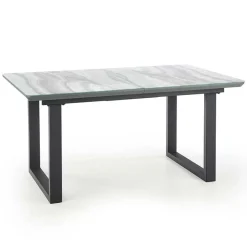 Garnero Arredamenti Tavoli Da Pranzo|Tavoli Allungabili-Tavolo in vetro 160/200cm allungabile marmo bianco grigio Jeff