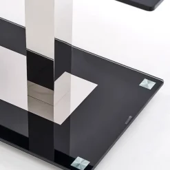 Garnero Arredamenti Tavoli In Vetro|Tavoli Da Pranzo-Tavolo in vetro nero moderno 130x80cm acciaio cromato Ceres