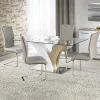 Garnero Arredamenti Tavoli In Vetro|Tavoli Da Pranzo-Tavolo in vetro 160x90cm moderno bianco rovere acciaio Horus