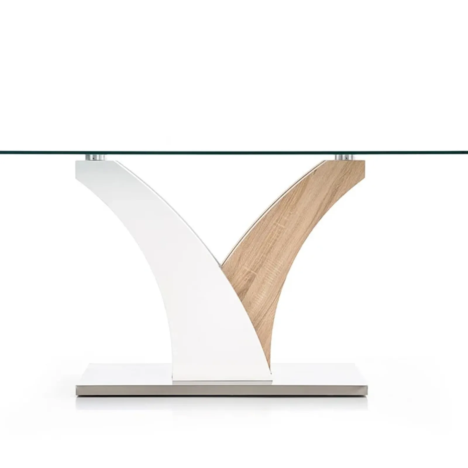 Garnero Arredamenti Tavoli In Vetro|Tavoli Da Pranzo-Tavolo in vetro 160x90cm moderno bianco rovere acciaio Horus