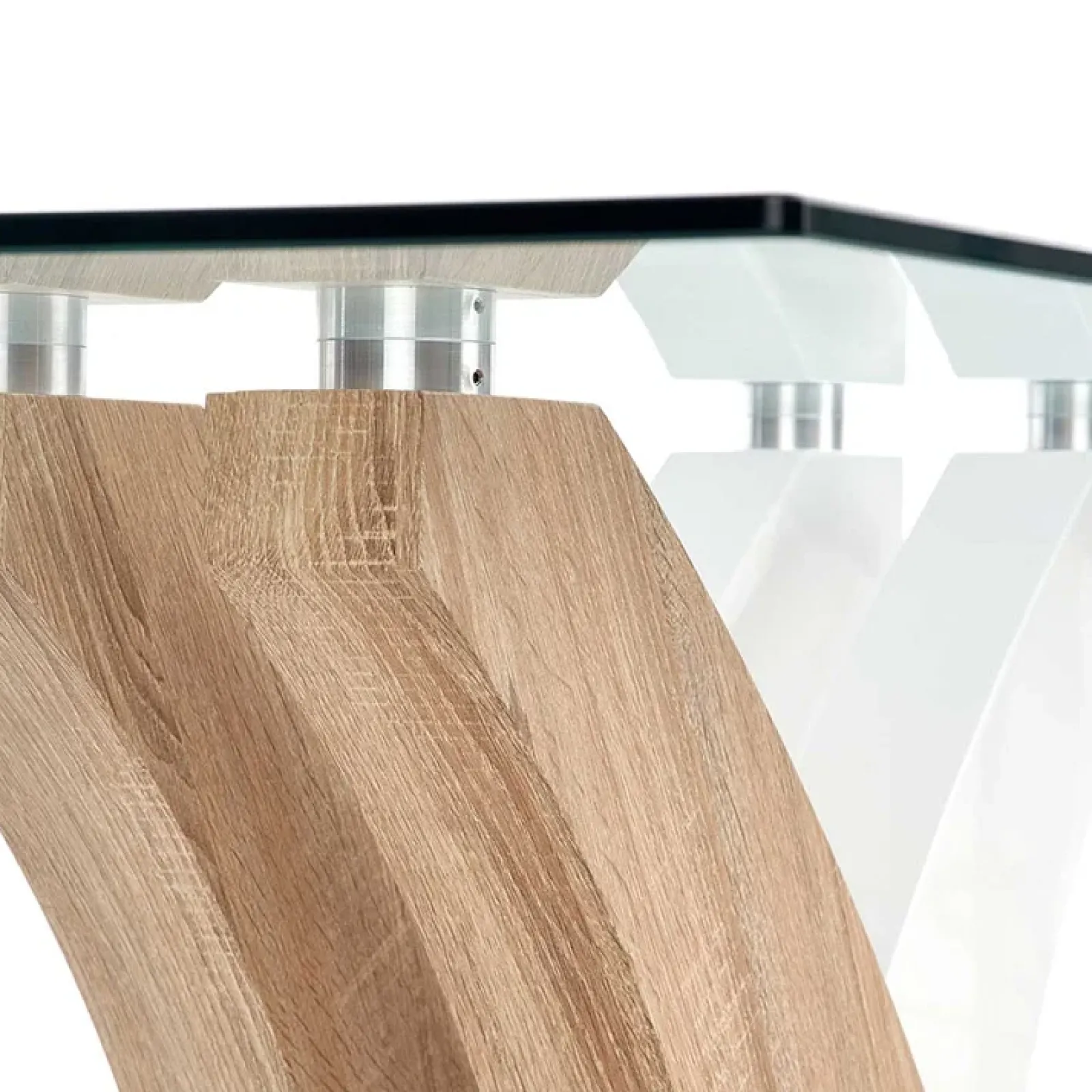 Garnero Arredamenti Tavoli In Vetro|Tavoli Da Pranzo-Tavolo in vetro 160x90cm moderno bianco rovere acciaio Horus