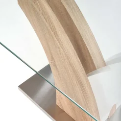 Garnero Arredamenti Tavoli In Vetro|Tavoli Da Pranzo-Tavolo in vetro 160x90cm moderno bianco rovere acciaio Horus