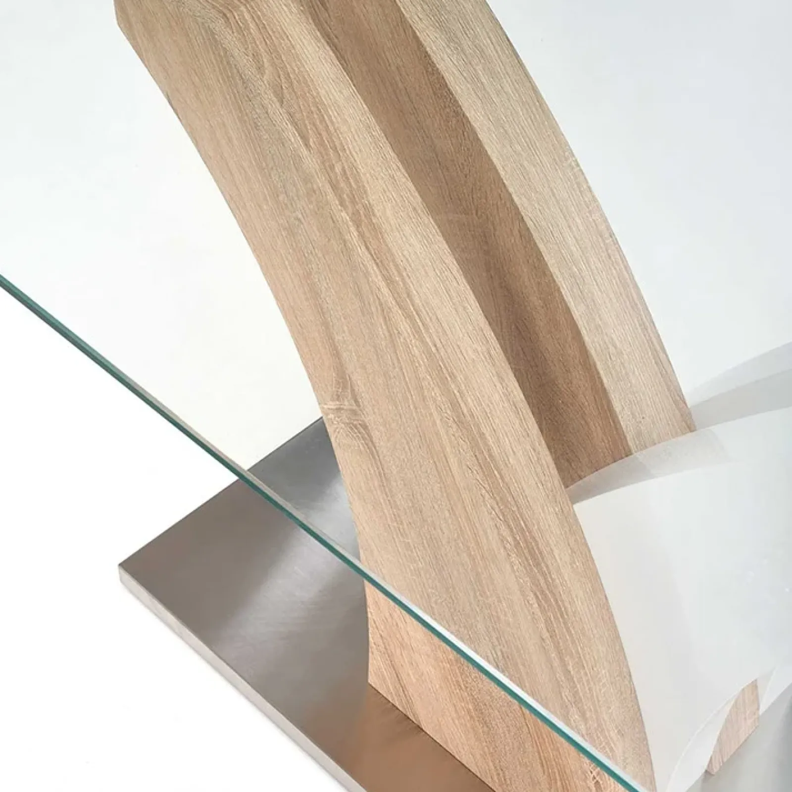 Garnero Arredamenti Tavoli In Vetro|Tavoli Da Pranzo-Tavolo in vetro 160x90cm moderno bianco rovere acciaio Horus