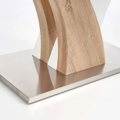 Garnero Arredamenti Tavoli In Vetro|Tavoli Da Pranzo-Tavolo in vetro 160x90cm moderno bianco rovere acciaio Horus