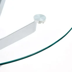 Garnero Arredamenti Tavoli In Vetro|Tavoli Da Pranzo-Tavolo in vetro 100x100cm rotondo da pranzo acciaio cromato Minerva Gihome® Argento