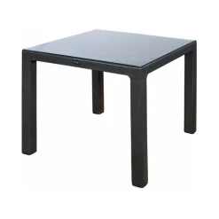 Garnero Arredamenti Tavoli Da Giardino|Tavoli Da Pranzo-Tavolo moderno da giardino esterno bar dehors con vetro 90x90cm Cesare Antracite