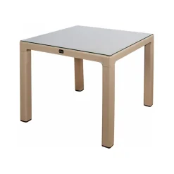 Garnero Arredamenti Tavoli Da Giardino|Tavoli Da Pranzo-Tavolo moderno da giardino esterno bar dehors con vetro 90x90cm Cesare Tortora