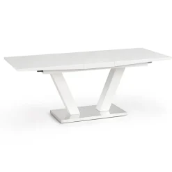 Garnero Arredamenti Tavoli In Vetro|Tavoli Da Pranzo-Tavolo rettangolare allungabile 160/200cm bianco acciaio Sfinge