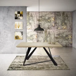 Garnero Arredamenti Tavoli In Legno|Tavoli Da Pranzo-Tavolo rettangolare soggiorno industrial 180x90cm rovere nero Pelago