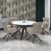 Garnero Arredamenti Tavoli Rotondi|Tavoli Da Pranzo-Tavolo rotondo allungabile 130/180cm vetro effetto marmo bianco nero Galact