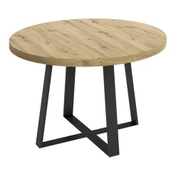 Garnero Arredamenti Tavoli In Legno|Tavoli Da Pranzo-Tavolo rotondo 120cm legno rovere e gambe nere Redondo