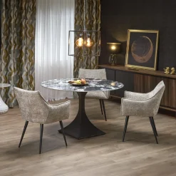 Garnero Arredamenti Tavoli Rotondi|Tavoli Da Pranzo-Tavolo rotondo 120cm moderno effetto marmo nero Anul