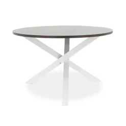 Garnero Arredamenti Tavoli Laccati|Tavoli Da Pranzo-Tavolo rotondo moderno 120x76cm bianco noce Merlino