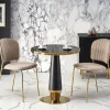 Garnero Arredamenti Tavoli Laccati|Tavoli Da Pranzo-Tavolo rotondo moderno 59x74cm marmo nero oro Lugana