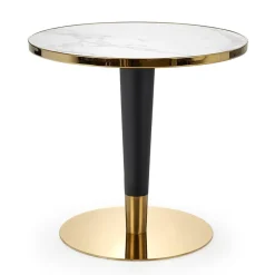 Garnero Arredamenti Tavoli Laccati|Tavoli Da Pranzo-Tavolo rotondo moderno 79x74cm marmo bianco nero oro Barbera