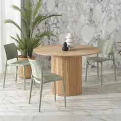 Garnero Arredamenti Tavoli In Legno|Tavoli Da Pranzo-Tavolo rotondo moderno 120x78cm rovere naturale Italo